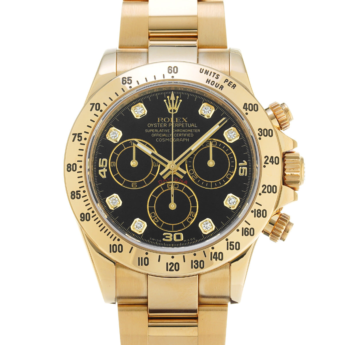 Cosmograph Daytona 116528G Random Serial Black/Diamond ROLEX Men's [Pre-Owned].