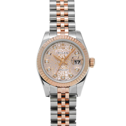 DATE JUST 179171G G (manufactured circa 2010) Pink Computer/Diamond ROLEX Ladies [Pre-Owned].