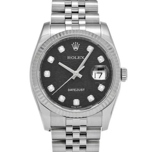 DATE JUST 116234G M (made around 2008) Black Computer/Diamond ROLEX Men's [Pre-Owned].