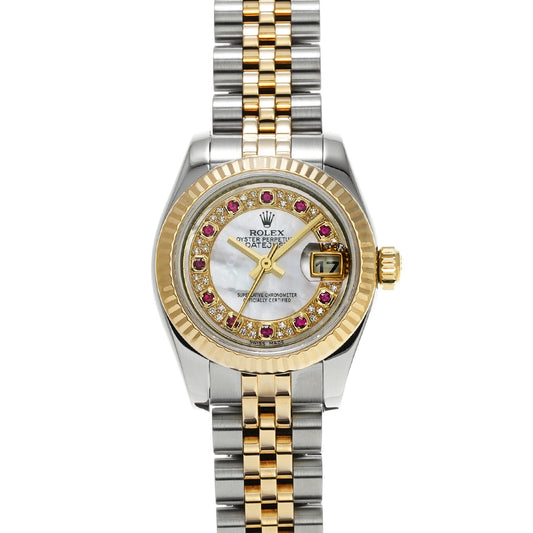 179173NMR Datejust V (manufactured around 2009) White MOP/Ruby/Diamond ROLEX Ladies [Pre-Owned].