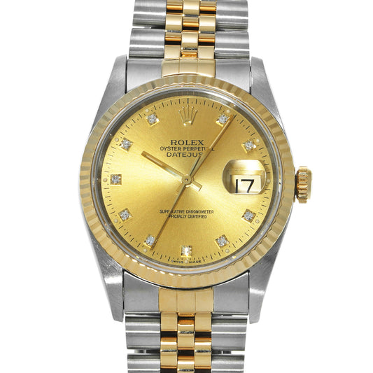 DATE JUST 16233G X (manufactured circa 1993) Champagne/Diamond ROLEX Men's [Pre-Owned].