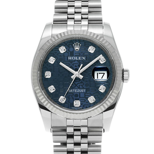 DATE JUST 116234G Random Serial Blue Computer/Diamond ROLEX Men's [Pre-Owned].