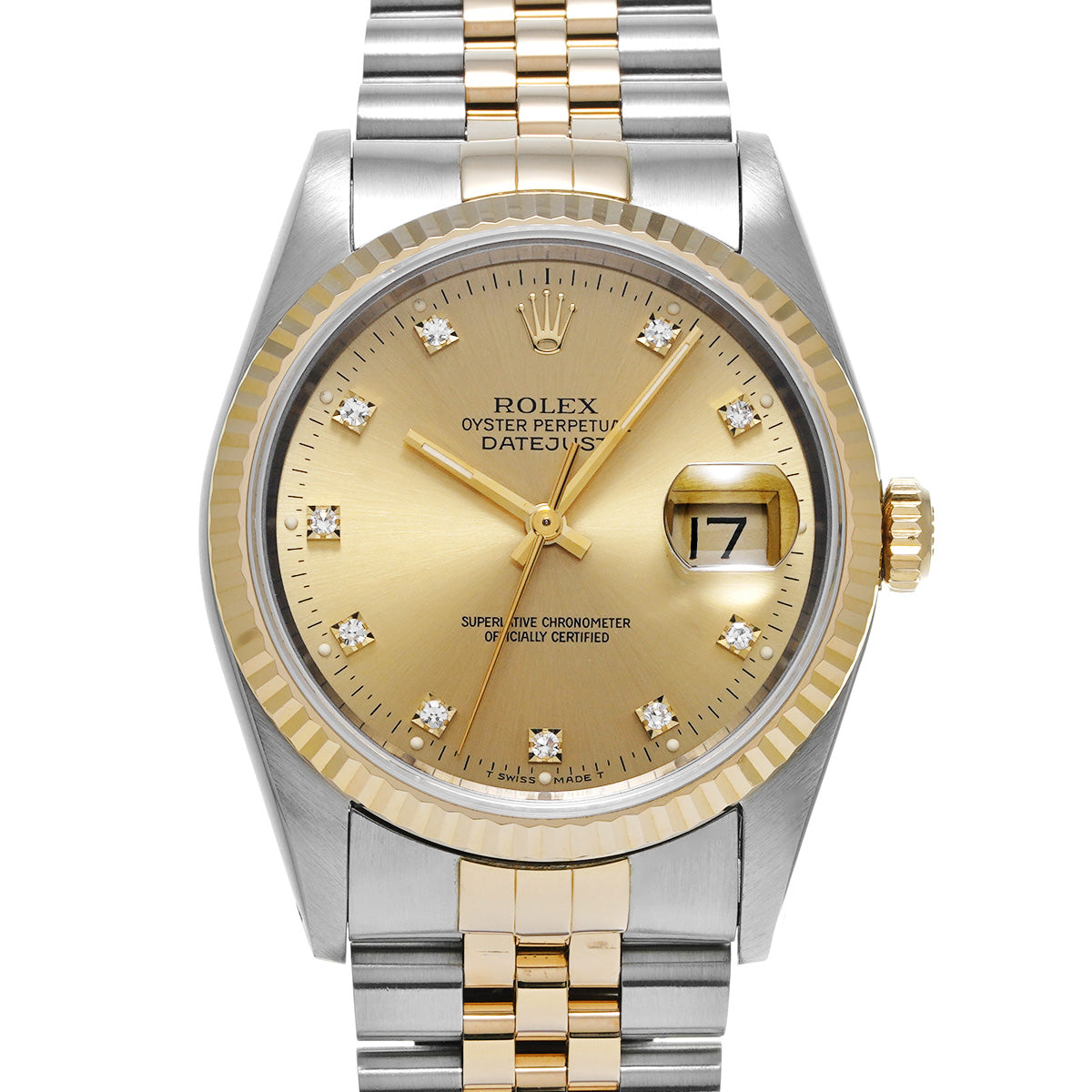 DATE JUST 16233G X (manufactured circa 1991) Champagne/Diamond ROLEX Men's [Pre-Owned].
