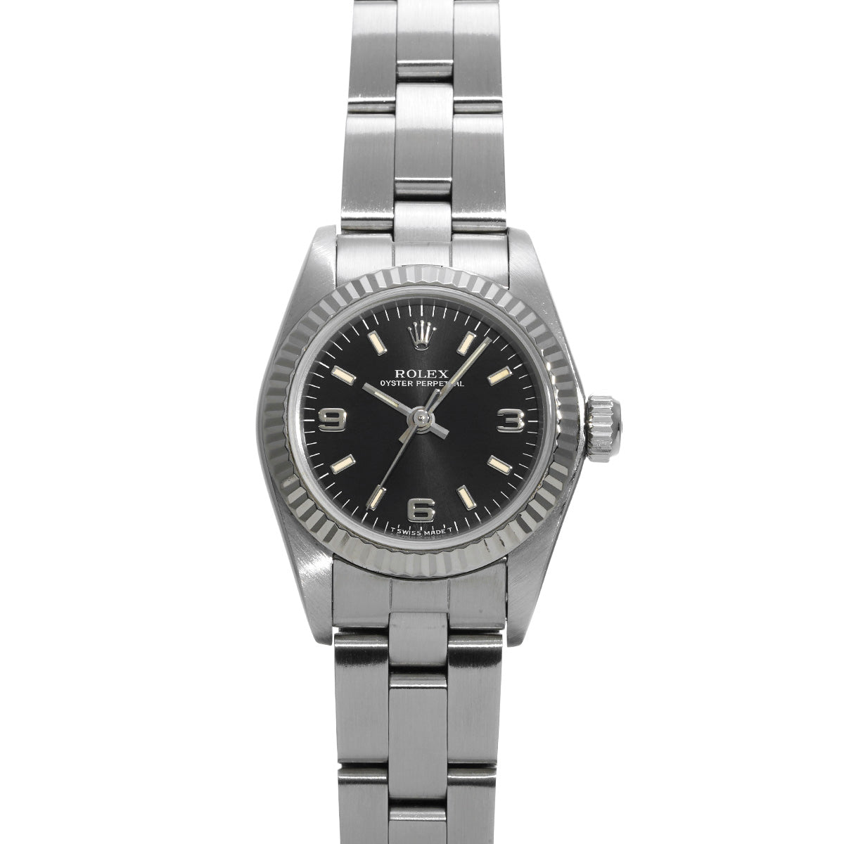 Oyster Perpetual 67194 W (manufactured circa 1995) Black ROLEX Ladies [Pre-Owned].