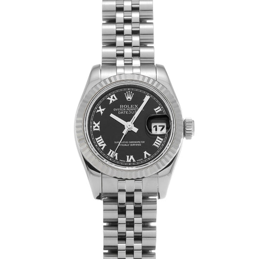 DATE JUST 179174 V (manufactured around 2009) Black ROLEX Ladies [Pre-Owned].