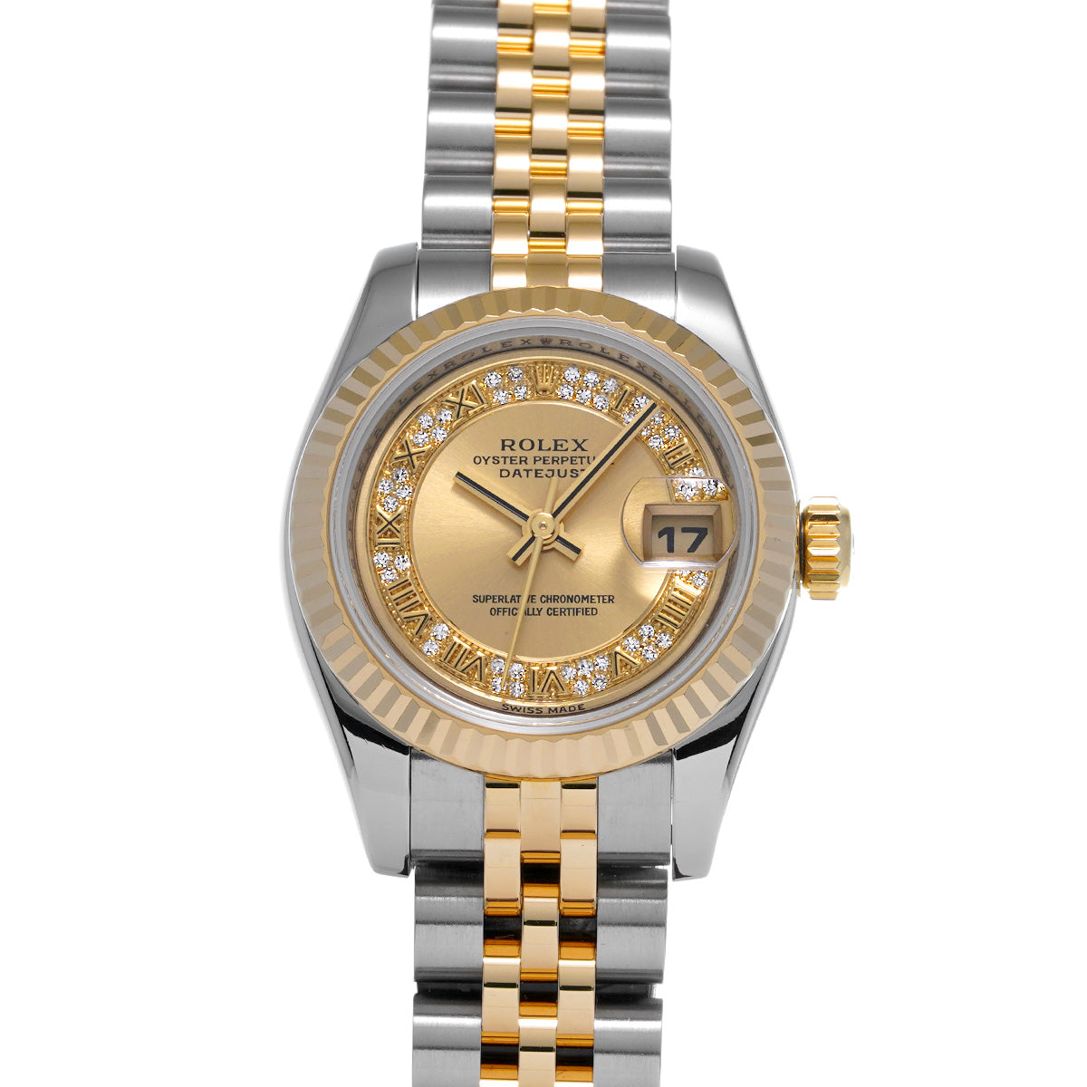 DATE JUST 179173 Z (manufactured circa 2006) Myriad Diamonds/Champagne ROLEX Ladies [Pre-Owned].