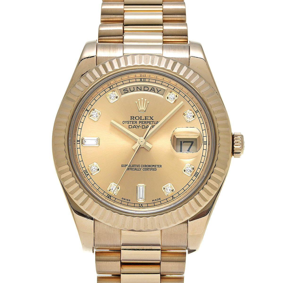 Day-Date II 218238A M (manufactured circa 2007) Champagne/Diamond ROLEX Men's [Pre-Owned].