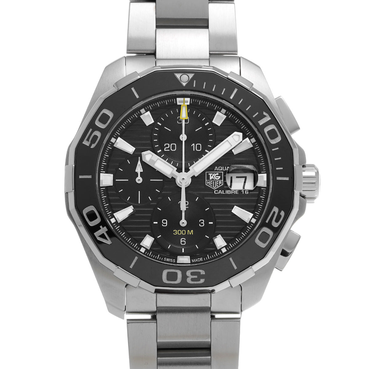 Aquaracer Calibre 16 Chronograph CAY211A.BA0927 Black TAG HEUER Men's [Pre-Owned]