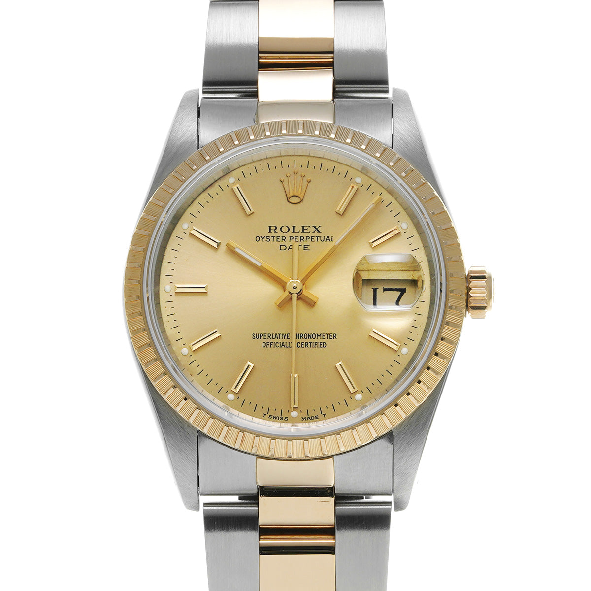 Oyster Perpetual Date 15223 L (manufactured circa 1990) Champagne ROLEX Men's [Pre-Owned].