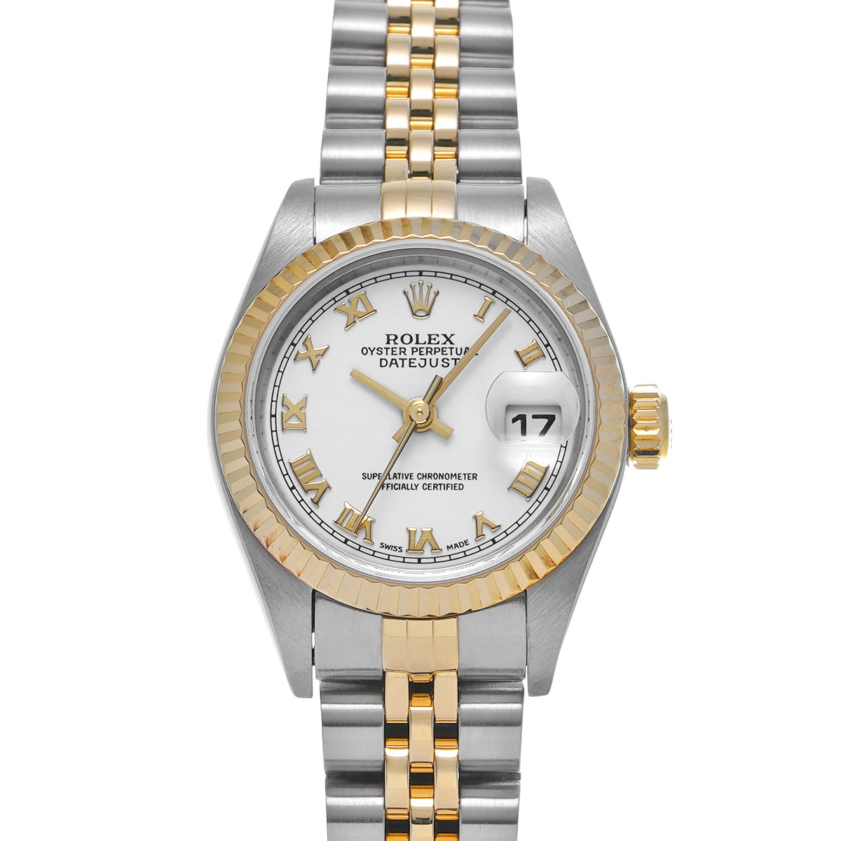 DATE JUST 79173 K (manufactured circa 2002) White ROLEX Ladies [Pre-Owned].