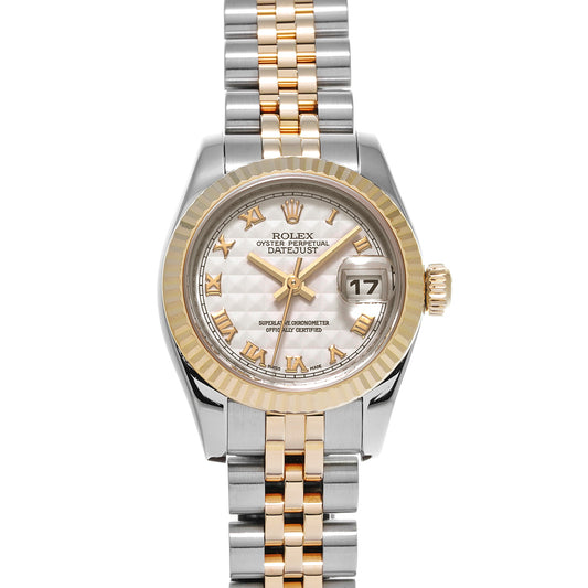 DATE JUST 179173 M (made around 2008) Ivory Pyramid ROLEX Ladies [Pre-Owned].