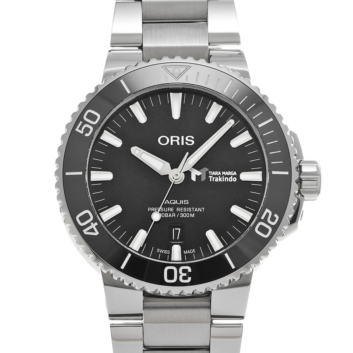 Aquis Date 01 733 7730 4134 Black ORIS Men's [pre-owned].
