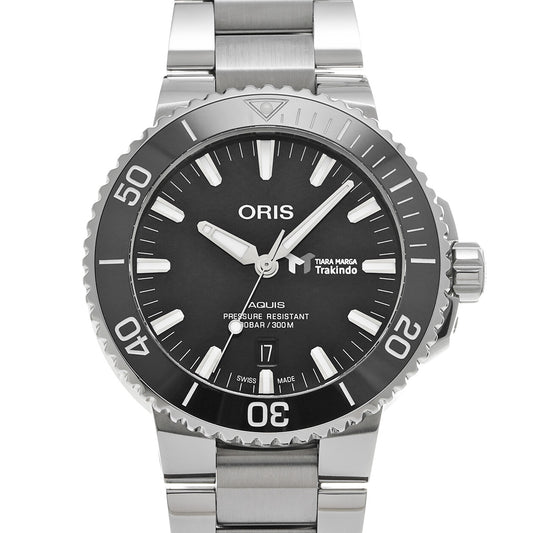 Aquis Date 01 733 7730 4134 Black ORIS Men's [pre-owned].