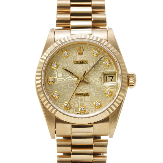 DATE JUST 31 68278G T (manufactured circa 1996) Champagne Computer/Diamond ROLEX Unisex [Pre-Owned].