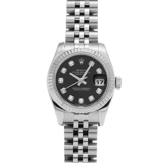 DATE JUST 179174G (manufactured circa 2006) Black/Diamond ROLEX Ladies [Pre-Owned].