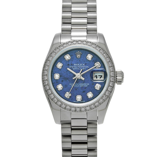 DATE JUST 179136G K (made around 2002) Sodalite/Diamond ROLEX Ladies [Pre-Owned].