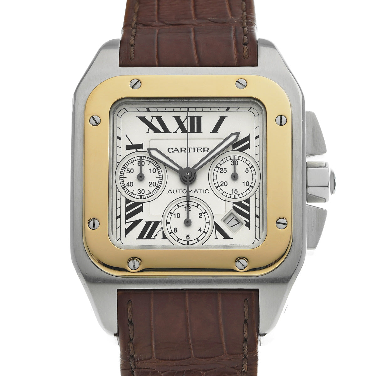 Santos 100 Chronograph XL W20091X7 Silver CARTIER Men's [Pre-Owned]