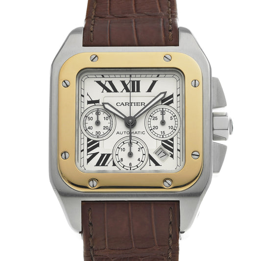 Santos 100 Chronograph XL W20091X7 Silver CARTIER Men's [Pre-Owned]