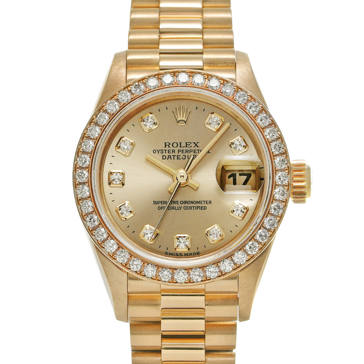 DATE JUST 69138G W (manufactured circa 1996) Champagne/Diamond ROLEX Ladies [Pre-Owned].