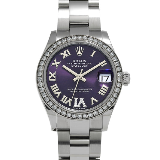 DATE JUST 31 278384RBR Random Serial Aubergine Purple/Diamond ROLEX Unisex [Pre-Owned].