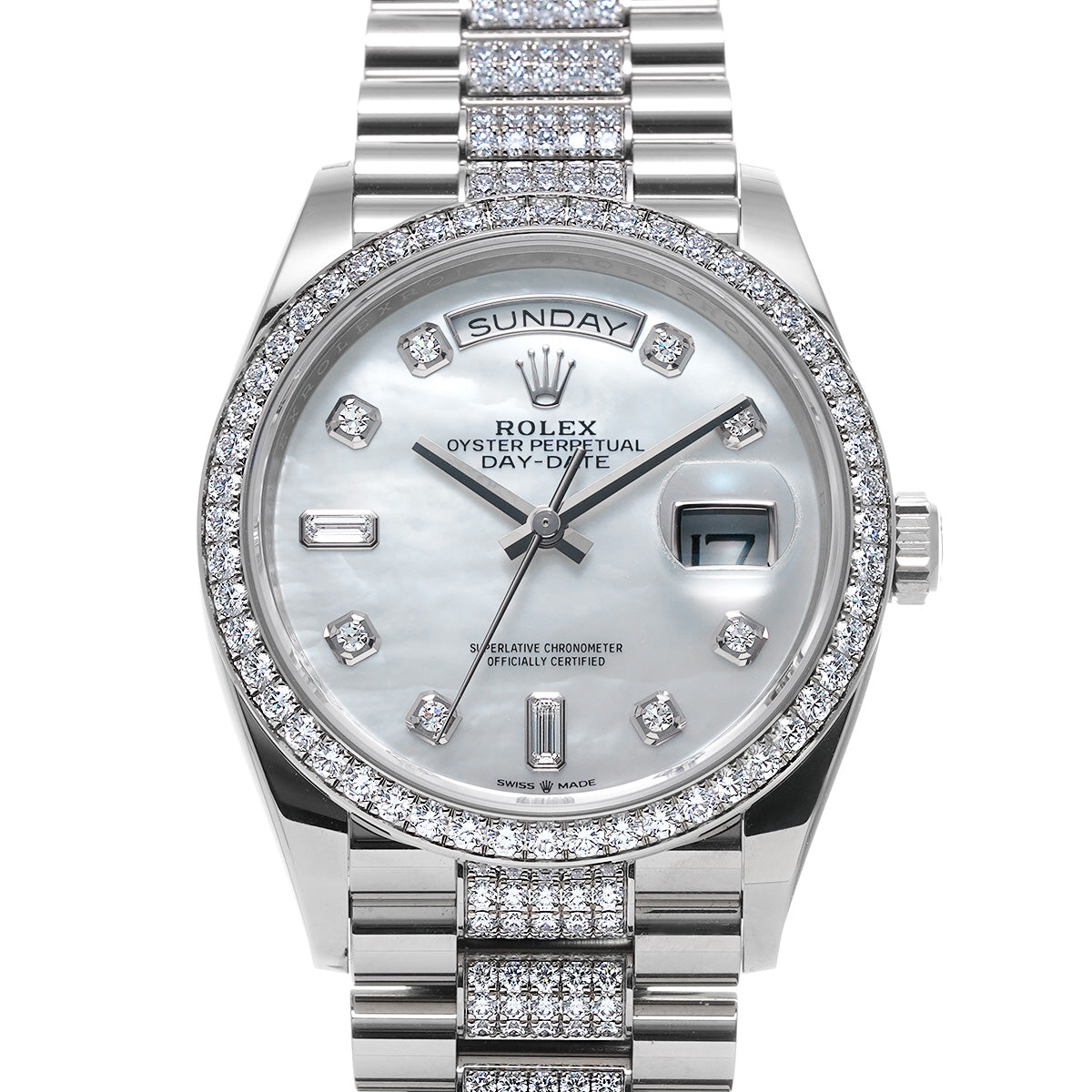 Day Date 36 128349RBR White MOP/Diamond ROLEX Men's [Pre-Owned].