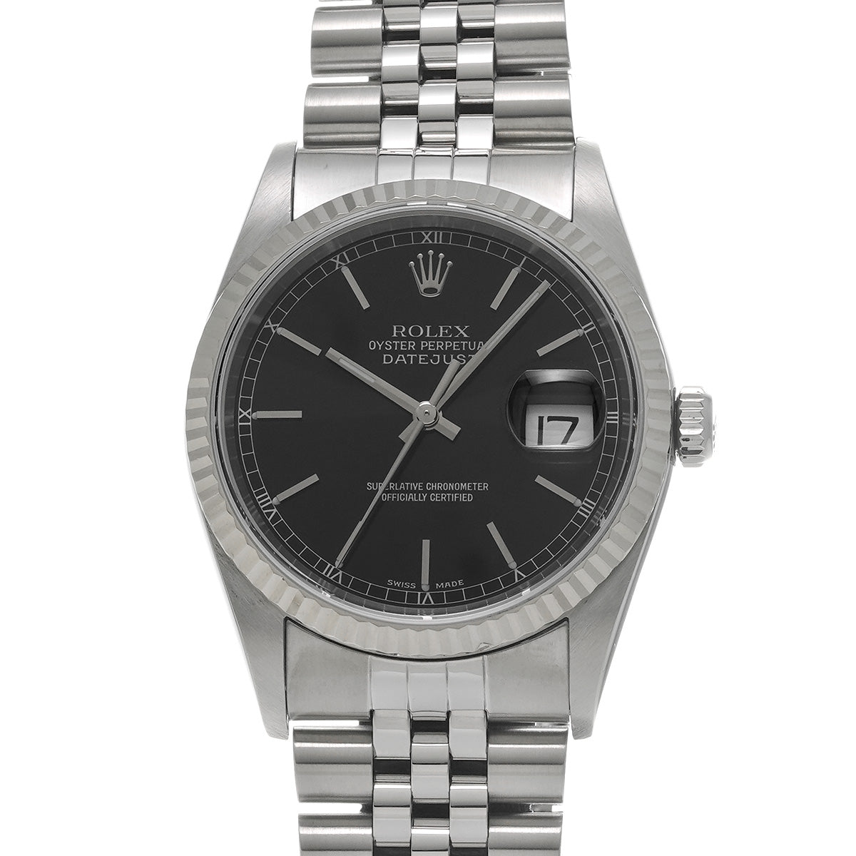 DATE JUST 16234 K (manufactured circa 2001) Black ROLEX Men's [Pre-Owned].