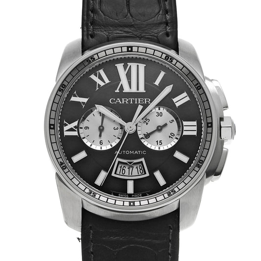 Calibre de Cartier Chronograph W7100060 Black/Silver CARTIER Men's [Pre-Owned]