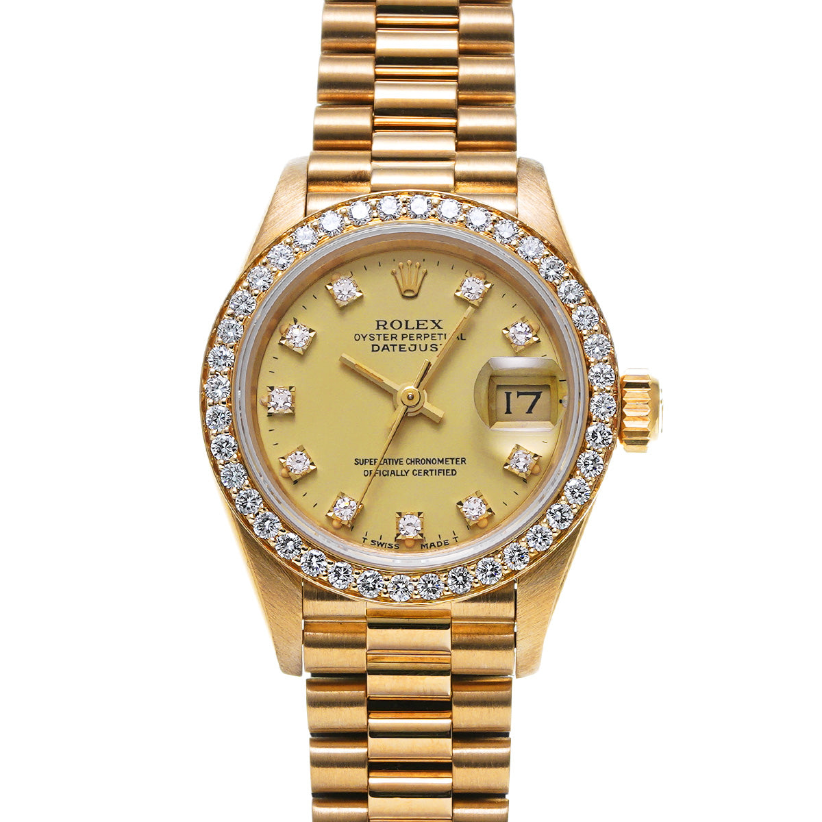 DATE JUST 69138G 95th (manufactured circa 1986) Champagne/Diamond ROLEX Ladies [Pre-Owned].