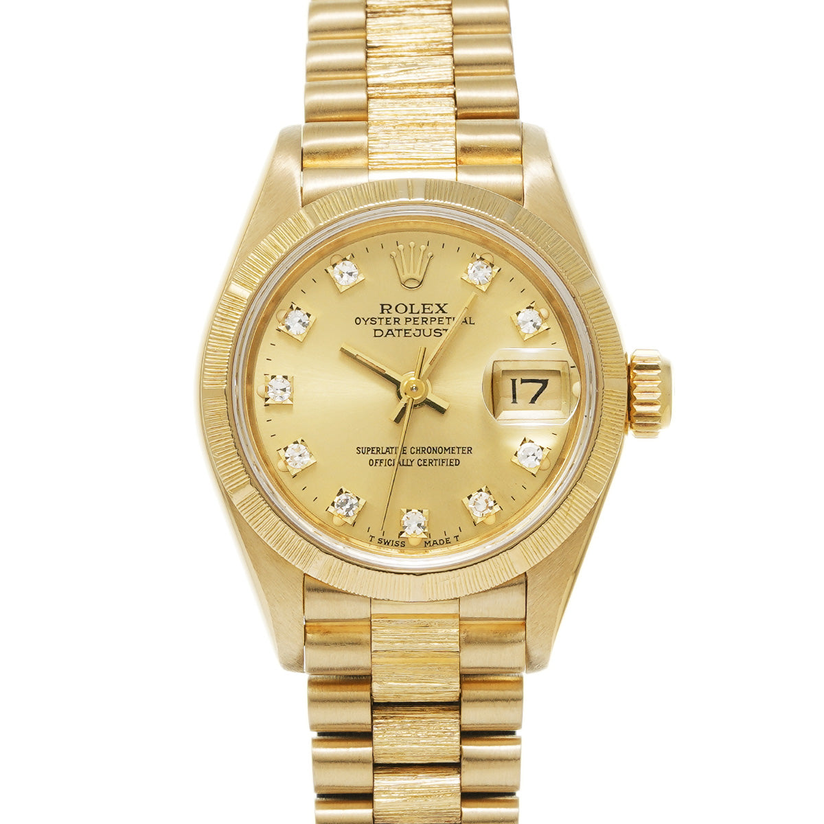 DATE JUST BARK 69278G L (manufactured circa 1989) Champagne/Diamond ROLEX Ladies [Pre-Owned].