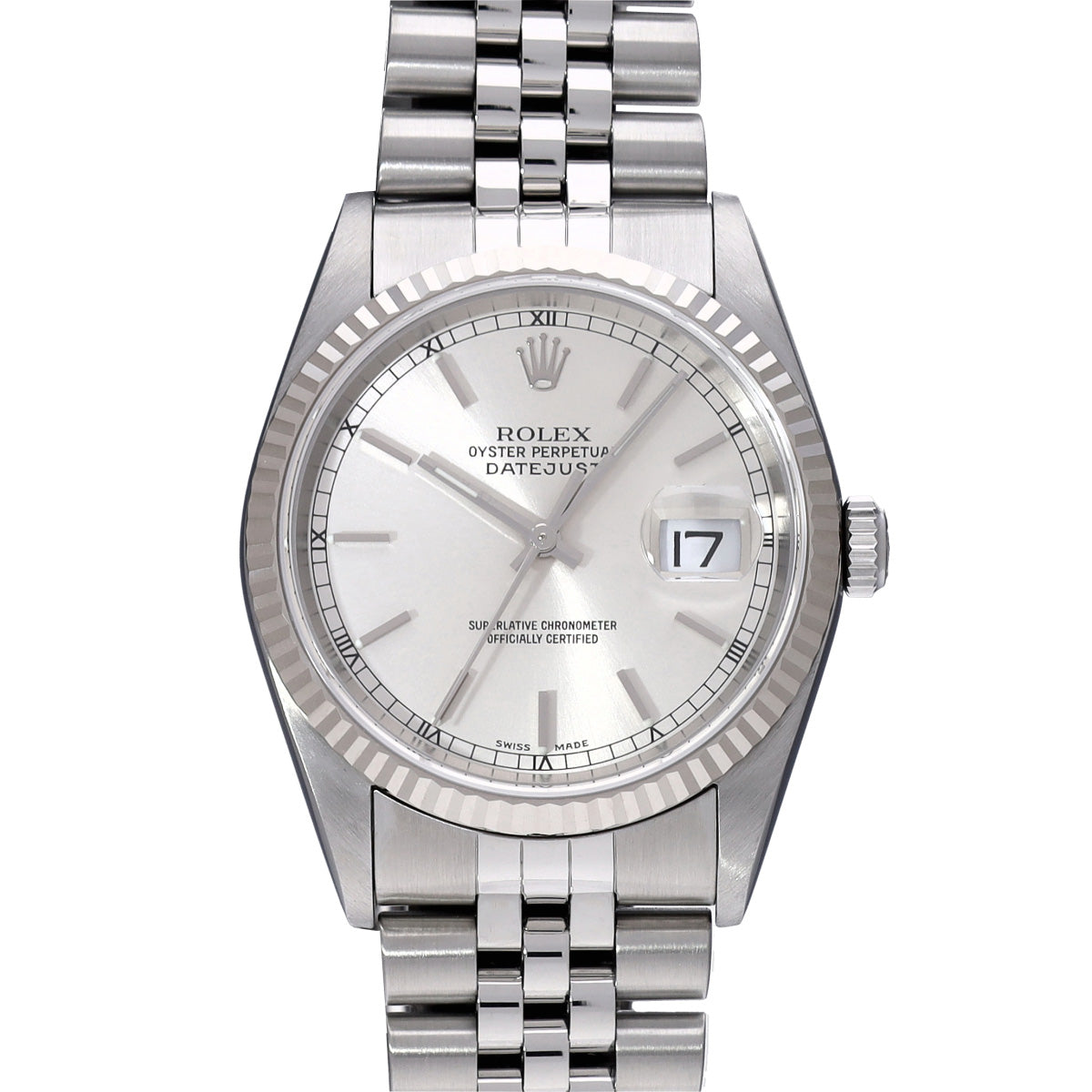 DATE JUST 16234 P (manufactured circa 2001) Silver ROLEX Men's [Pre-Owned].