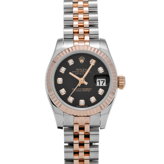 DATE JUST 179171G Random Serial Black/Diamond ROLEX Ladies [Pre-Owned].