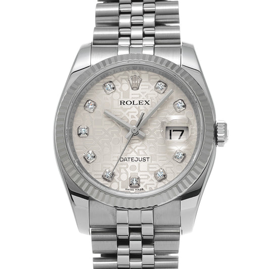 Datejust 116234G V (manufactured circa 2009) Silver Computer/Diamond ROLEX Men's [Pre-Owned].