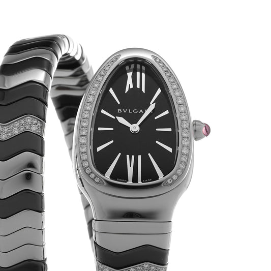 Serpenti Tubogas Single Spiral SP35S Black BVLGARI Ladies [Pre-owned].