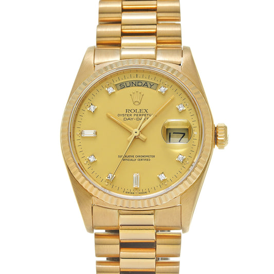 Day Date 18038A 84th (manufactured circa 1984) Champagne/Diamond ROLEX Men's [Pre-Owned].