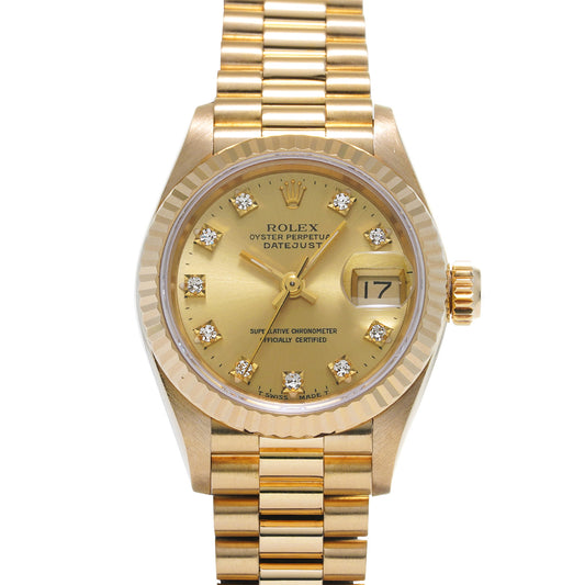 DATE JUST 69178G R (manufactured circa 1988) Champagne/Diamond ROLEX Ladies [Pre-Owned].