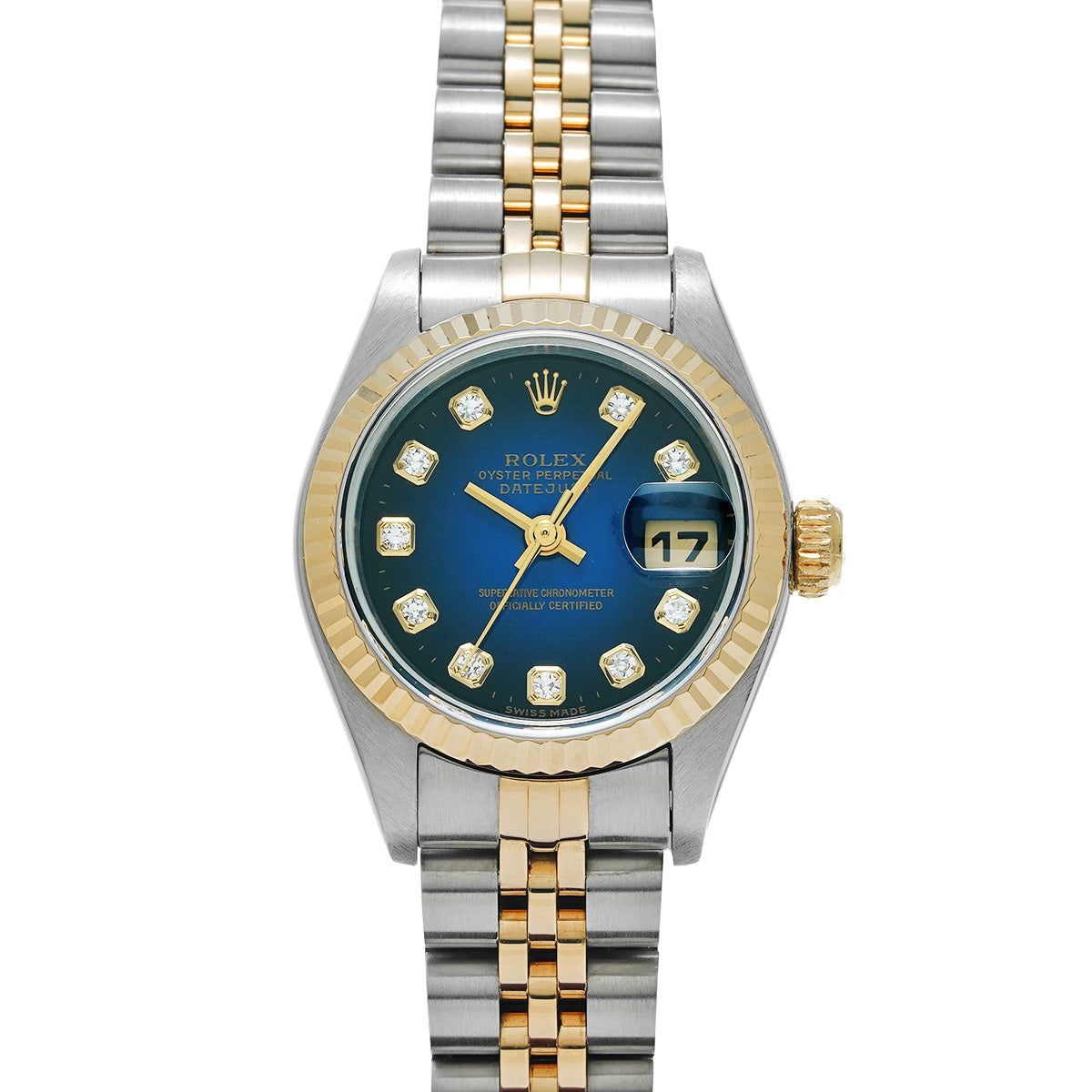 DATE JUST 69173G T (manufactured circa 1996) Blue Gradation/Diamond ROLEX Ladies [Pre-Owned].