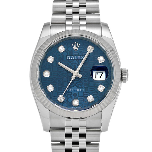 DATE JUST 116234G Random Serial Blue Computer/Diamond ROLEX Men's [Pre-Owned].