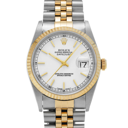 DATE JUST 16233 T (manufactured circa 1997) White ROLEX Men's [Pre-Owned].