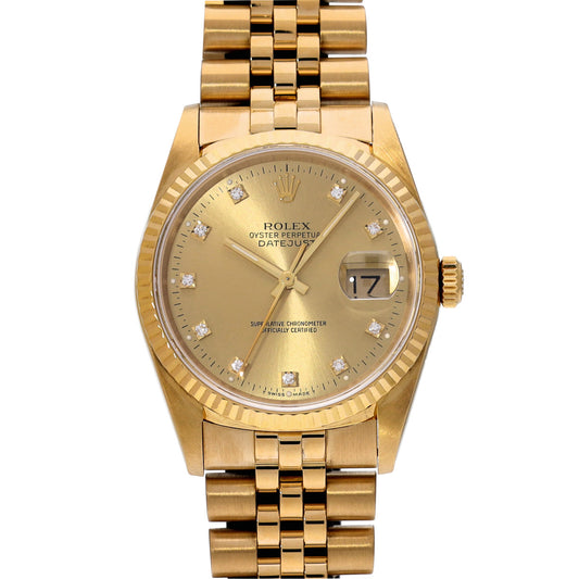 DATE JUST 16238G X (manufactured circa 1993) Champagne/Diamond ROLEX Men's [Pre-Owned].