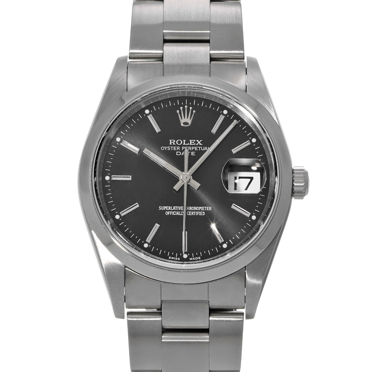 Oyster Perpetual Date 15200 D (manufactured circa 2005) Black ROLEX Men's [Pre-Owned].