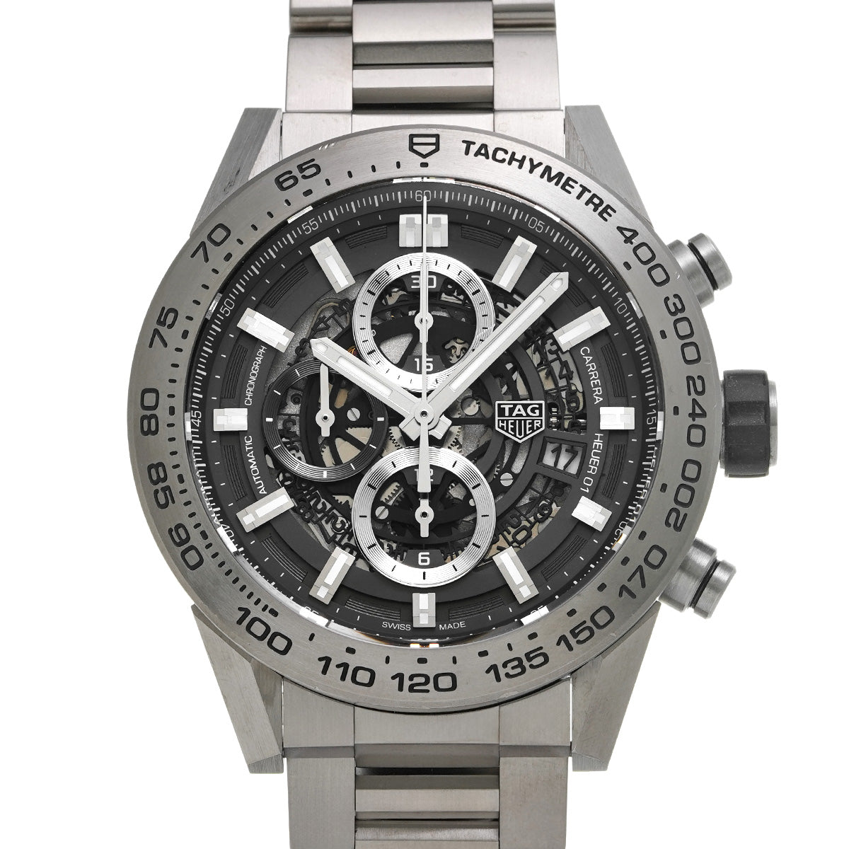 CARRERA CALIBRE HEUER 01 Chronograph Grey Phantom CAR2A8A.BF0707 Black TAG HEUER Mens [Pre-Owned].