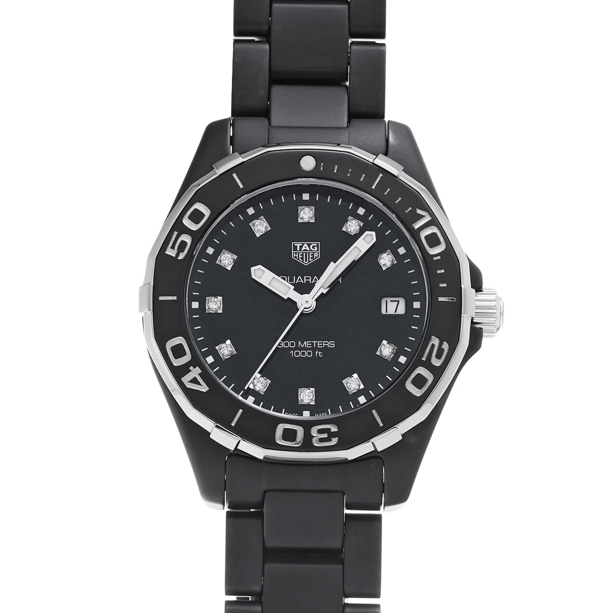 Aquaracer Quartz WAY1397.BH0743 Black/Diamond TAG HEUER Unisex [Pre-Owned]