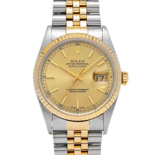 DATE JUST 16233 Y (manufactured circa 2002) Champagne ROLEX Men's [Pre-Owned].