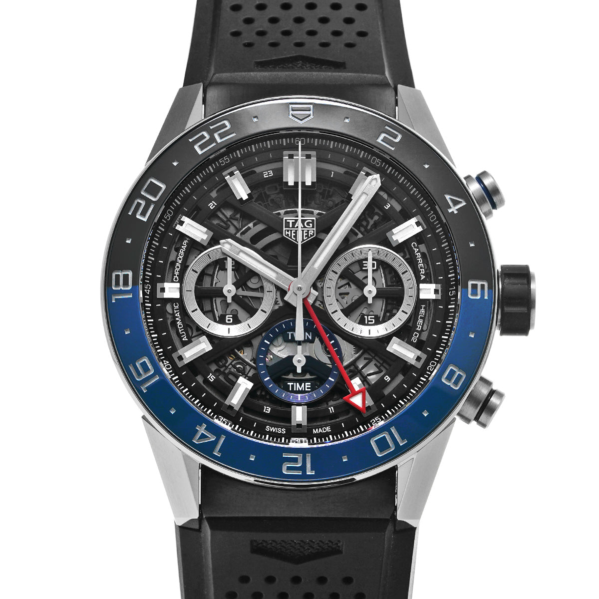 CARRERA CALIBRE HEUER 02 Chronograph GMT CBG2A1Z.FT6157 Black TAG HEUER Men's [Pre-Owned].