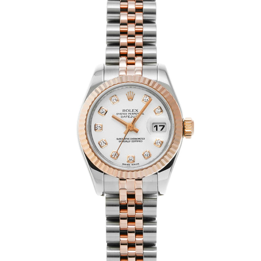 DATE JUST 179171G (manufactured circa 2005) White/Diamond ROLEX Ladies [Pre-Owned].