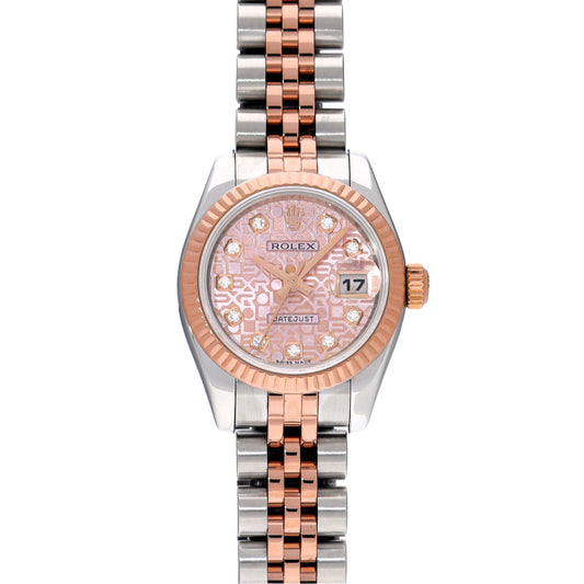 DATE JUST 179171G M (manufactured circa 2007) Pink Computer/Diamond ROLEX Ladies [Pre-Owned].