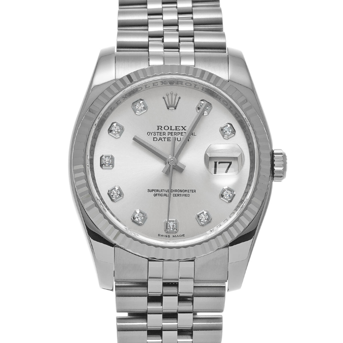 DATE JUST 116234G M (manufactured circa 2007) Silver/Diamond ROLEX Men's [Pre-Owned].