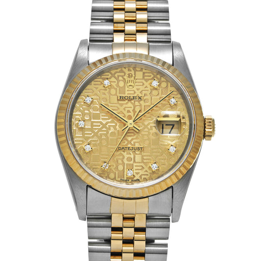 DATE JUST 16233G X (manufactured circa 1991) Champagne/Diamond ROLEX Men's [Pre-Owned].