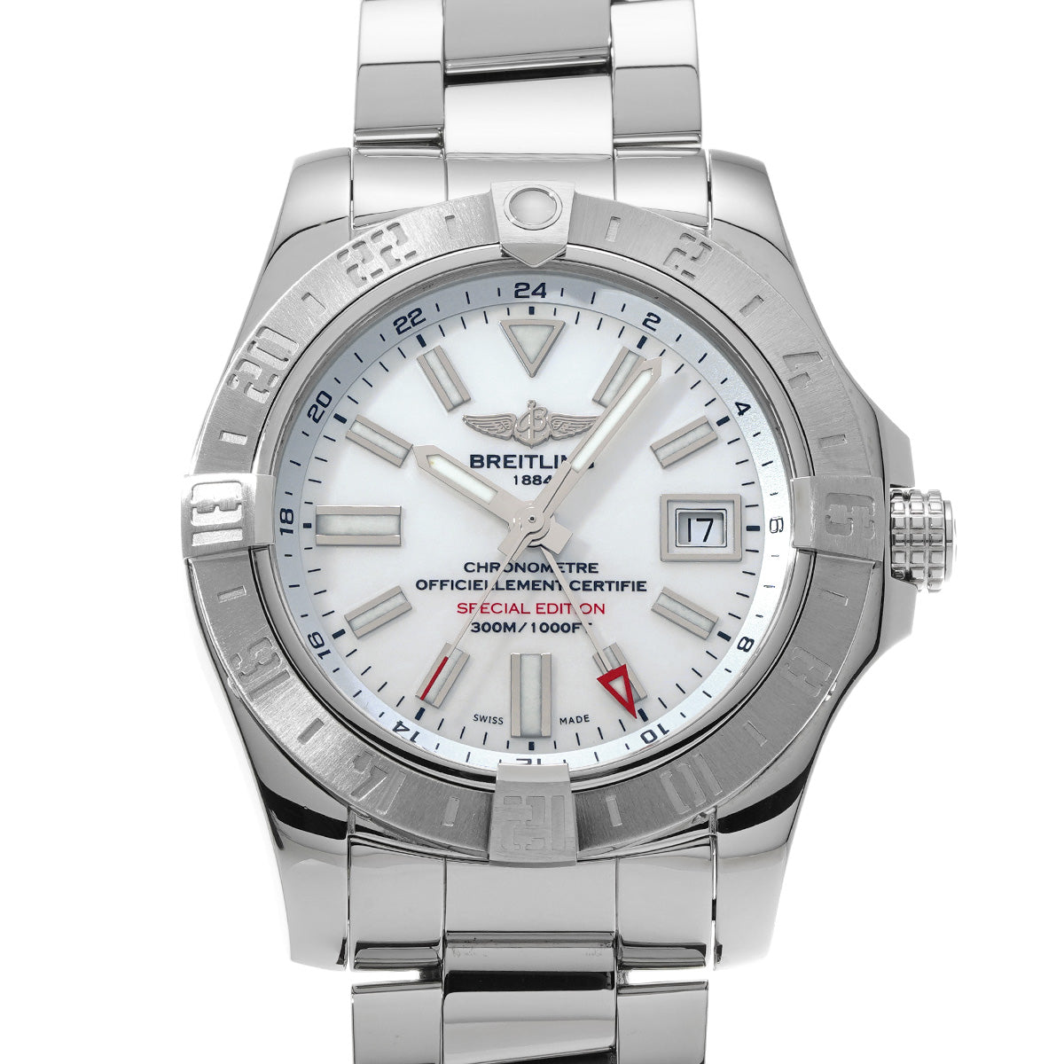 Avenger II GMT Mother of Pearl Japan Limited Edition A3239011/A809 White MOP BREITLING Men's [Pre-Owned].
