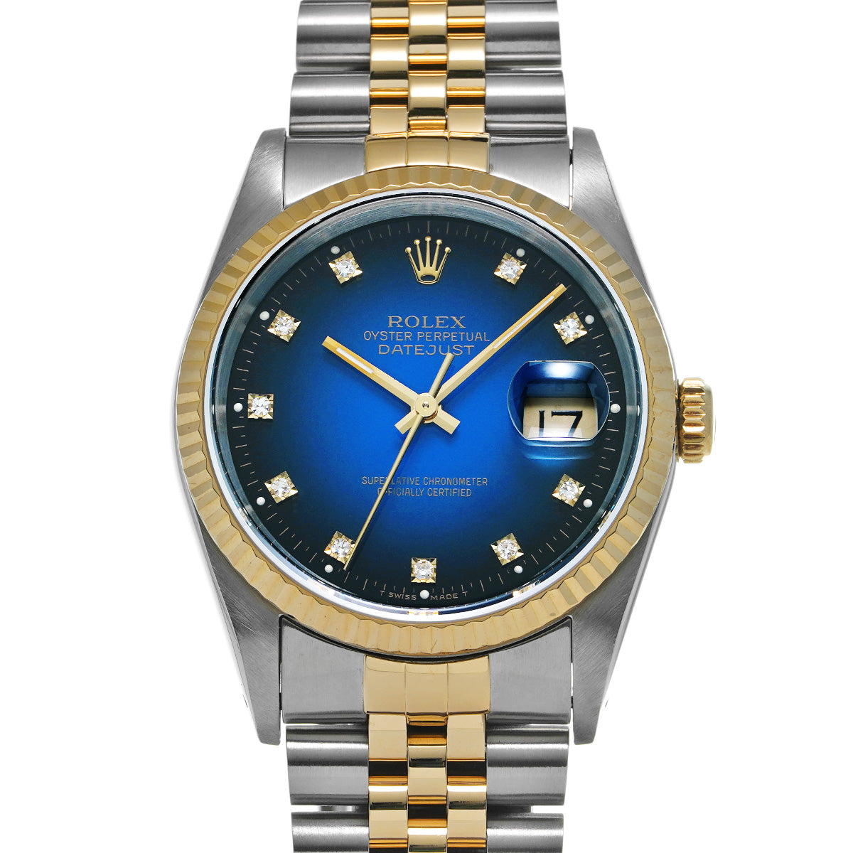 DATE JUST 16233G X (manufactured circa 1991) Blue Gradation/Diamond ROLEX Men's [Pre-Owned].